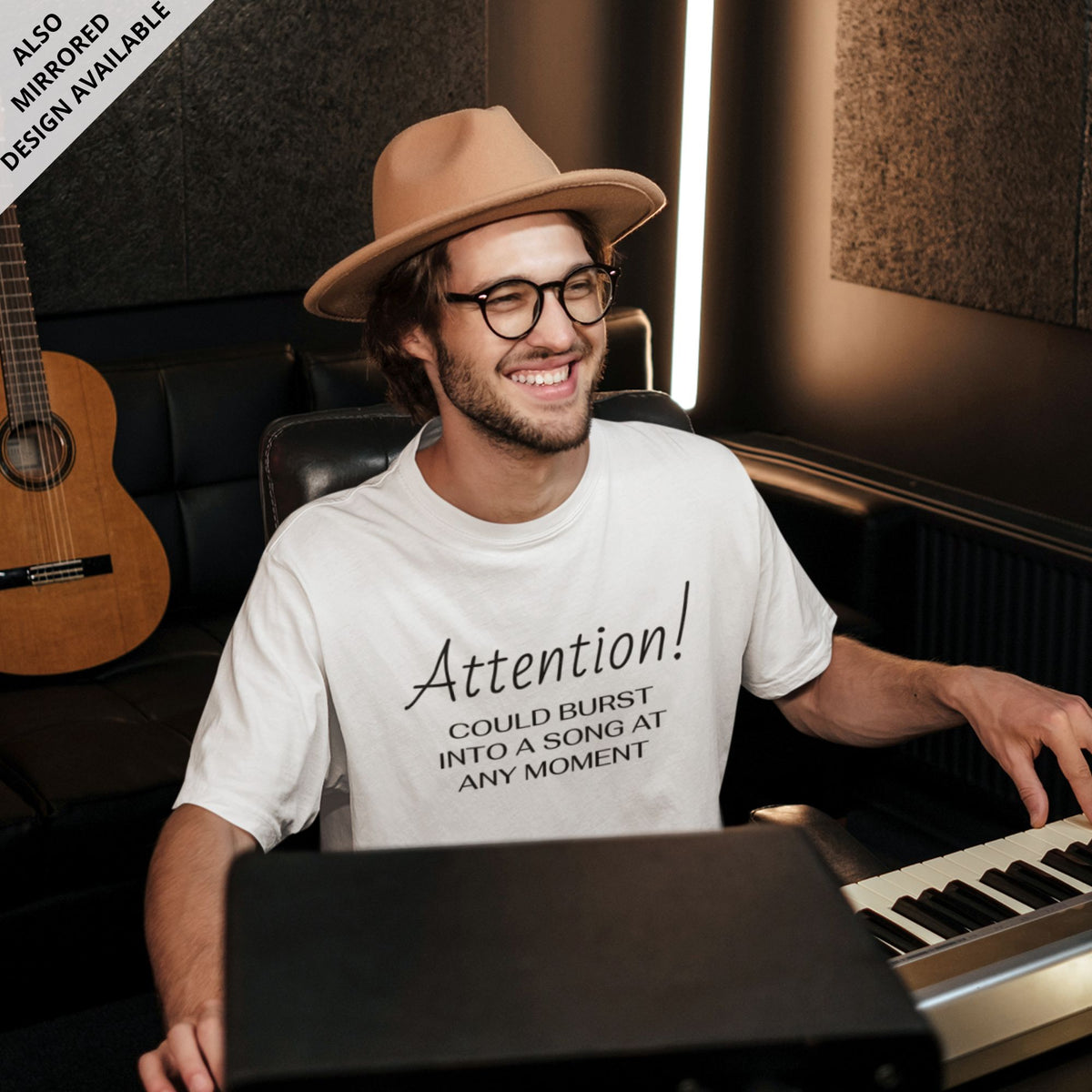 attention-could-burst-into-song-white-printed-round-neck-t-shirt-gogirgit-com