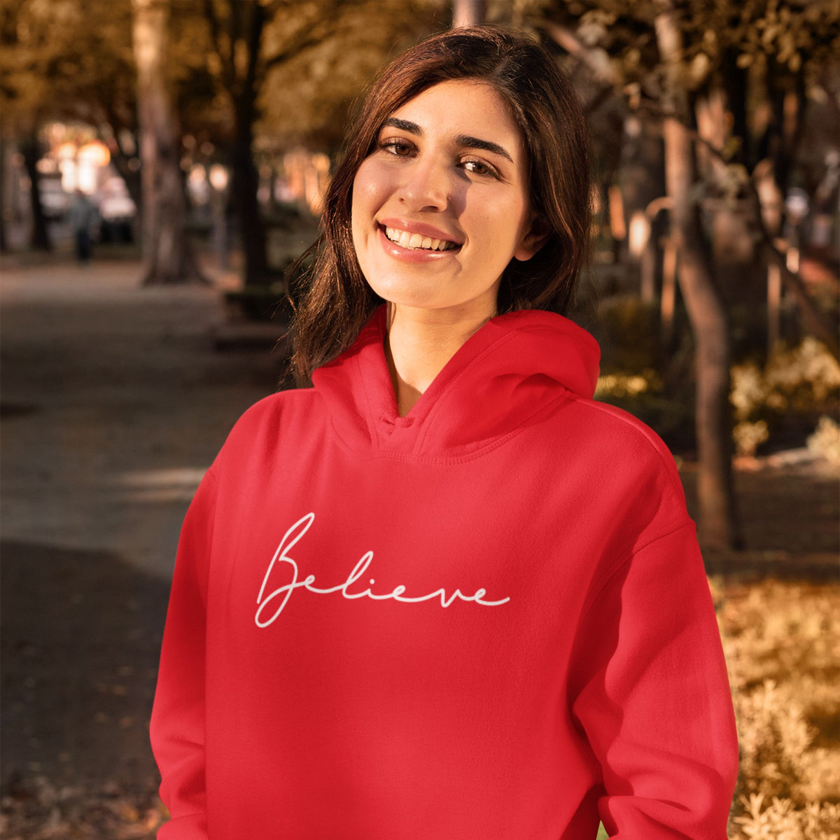 believe-cotton-printed-unisex-red-hoodie-for-men-for-women-gogirgit-com #color_red