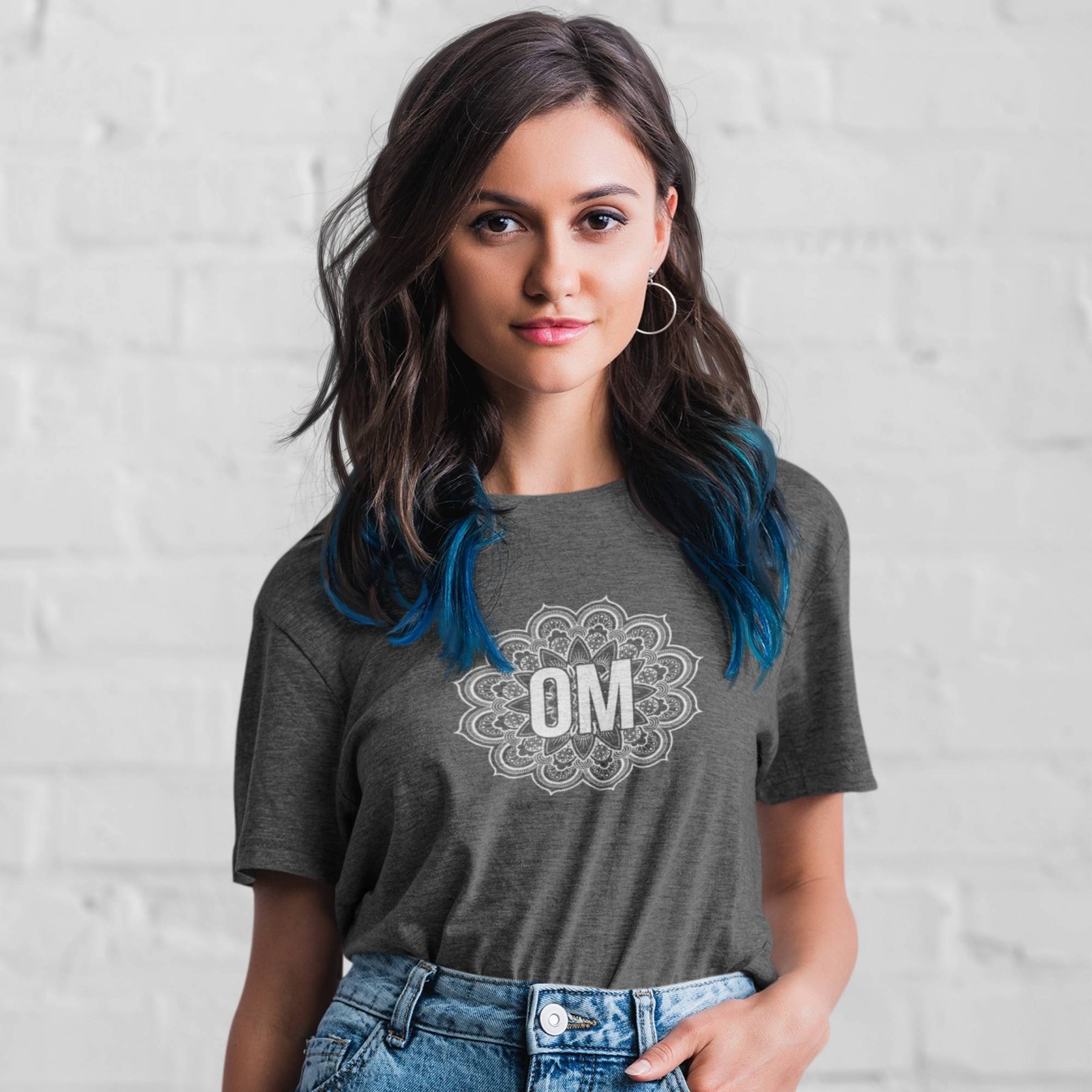 Om Mandala charcoal grey t-shirt