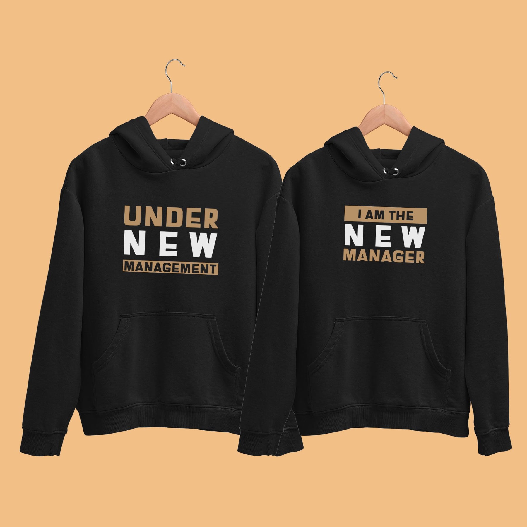 Under New Management Black Couple Hoodies