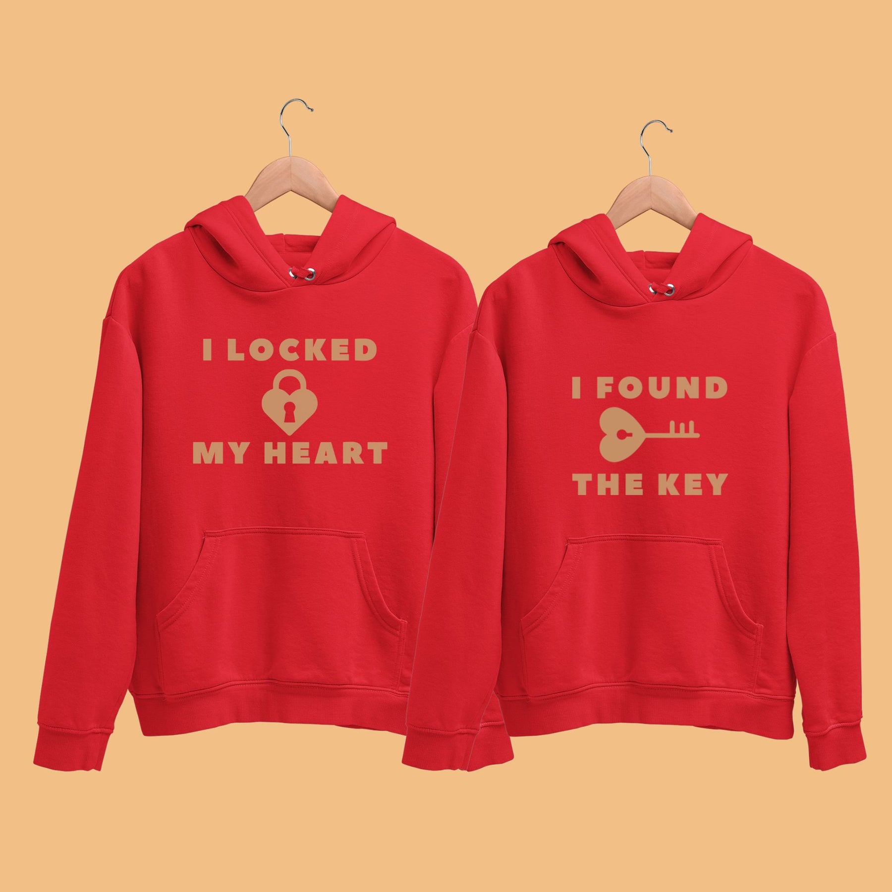 I Locked My Heart Red Couple Hoodies
