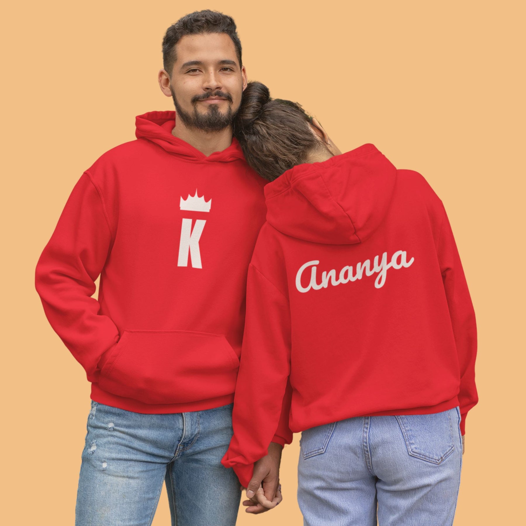 King And Queen Red Couple Hoodies