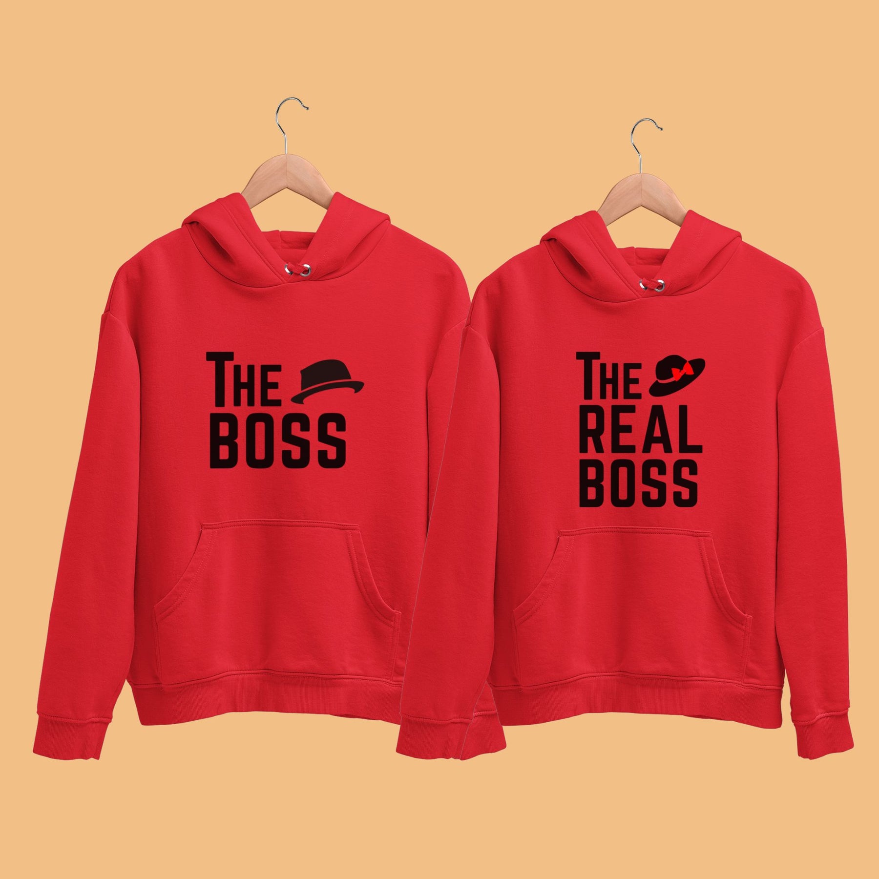 The Real Boss Red Couple Hoodies