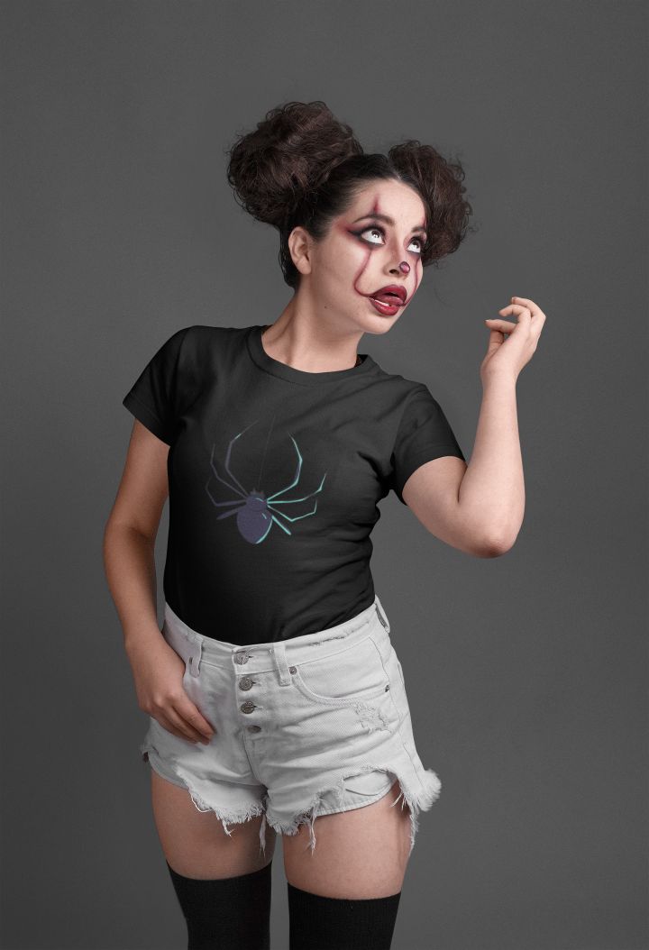 Haunted Spider Halloween Black T-shirt