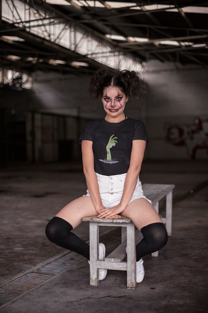 Scary Green Hand Halloween Black T-shirt