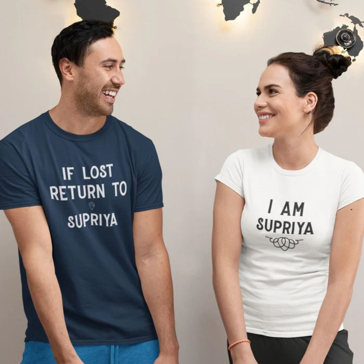 if-lost-return-to-customized-navy-blue-and-white-cotton-printed-couple-t-shirt