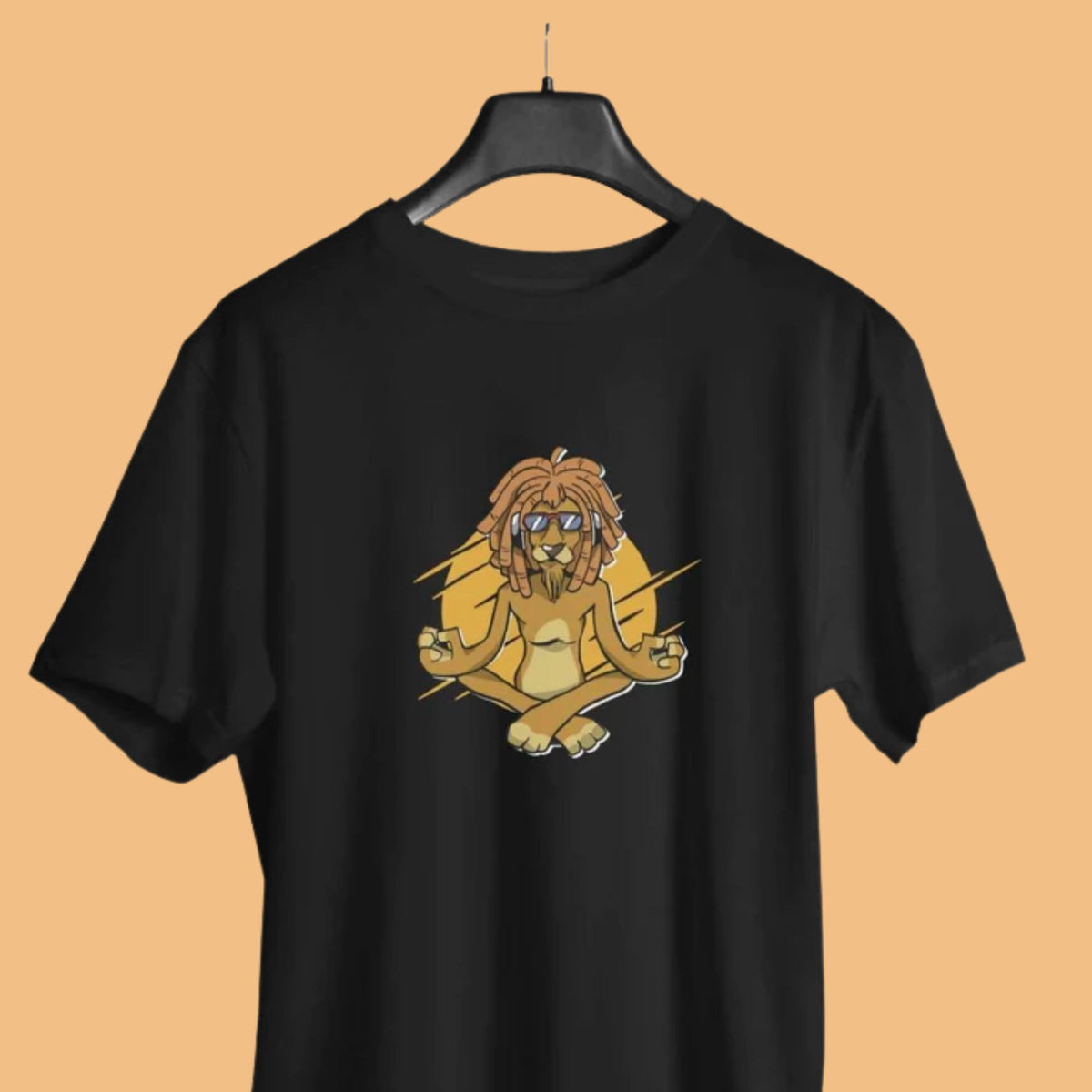 meditating-lion-men-s-yoga-half-sleeve-tshirt-black-gogirgit-100-percent-cotton