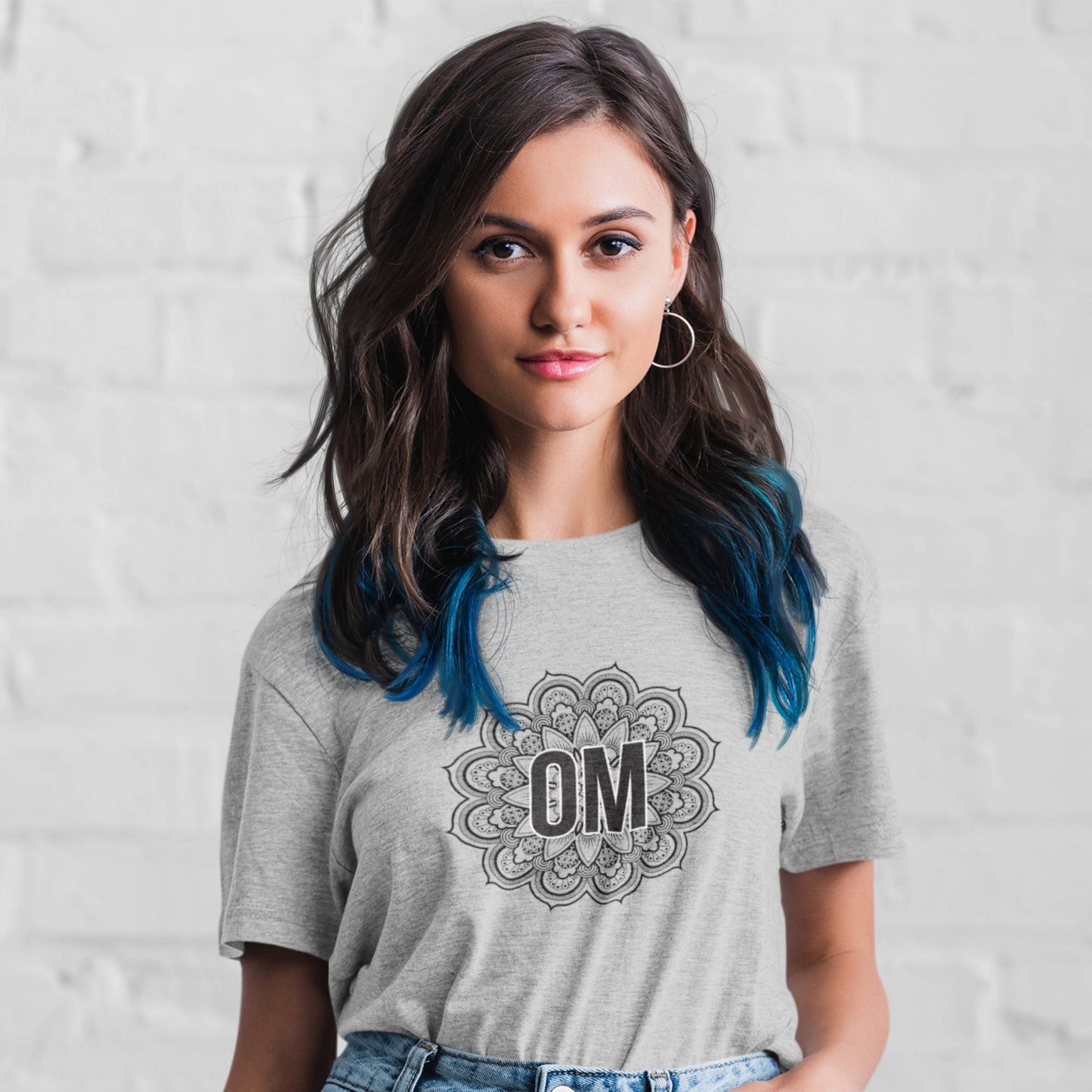 Om Mandala charcoal grey t-shirt