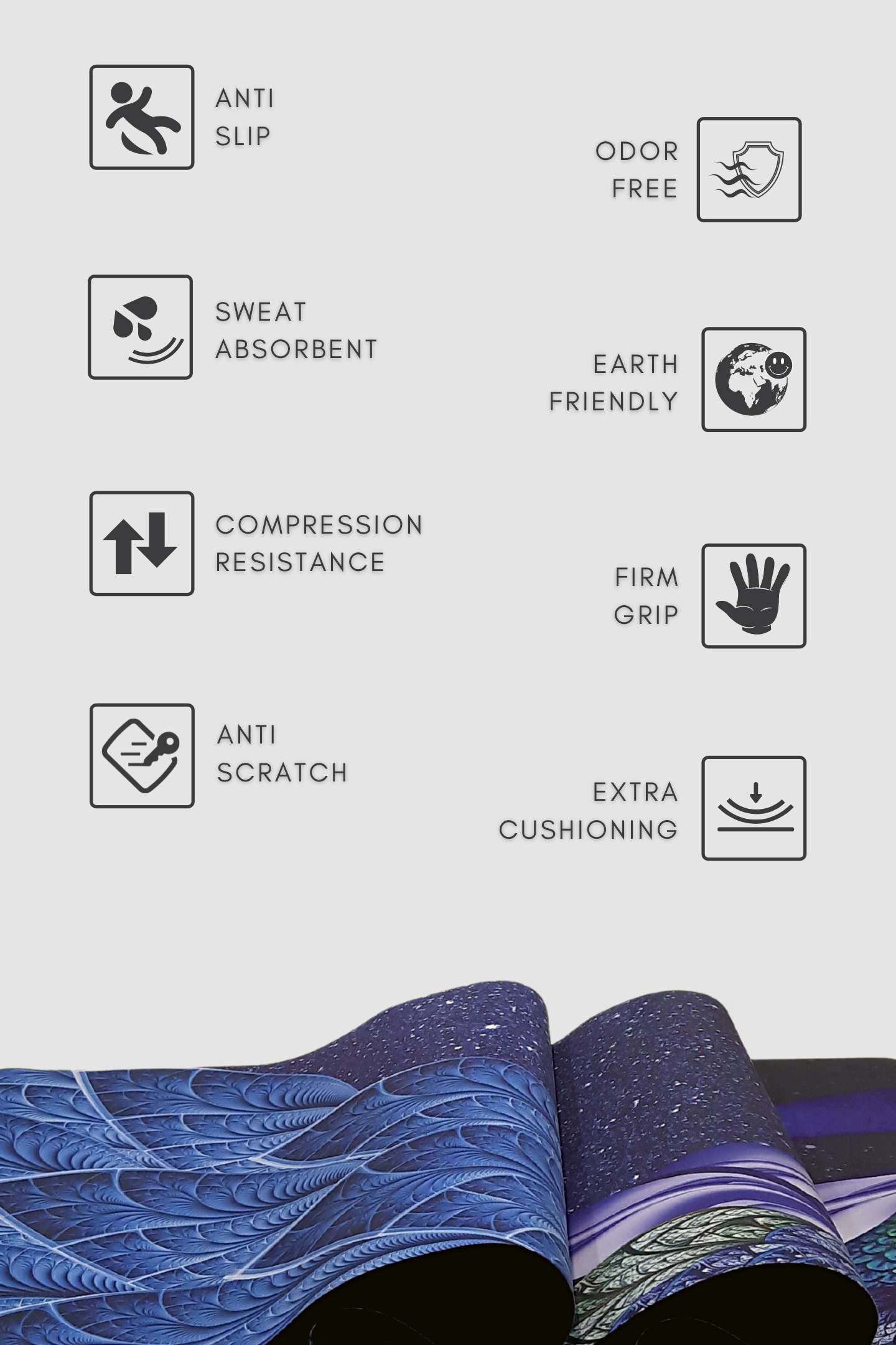 Microfibre Suede Morpankh Print Natural Rubber 5MM Yoga Mat