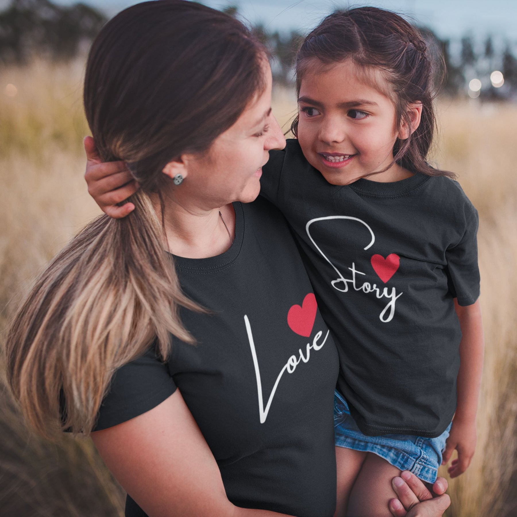 our-love-story-matching-family-black-t-shirts-for-mom-dad-son-daughter-gogirgit-com