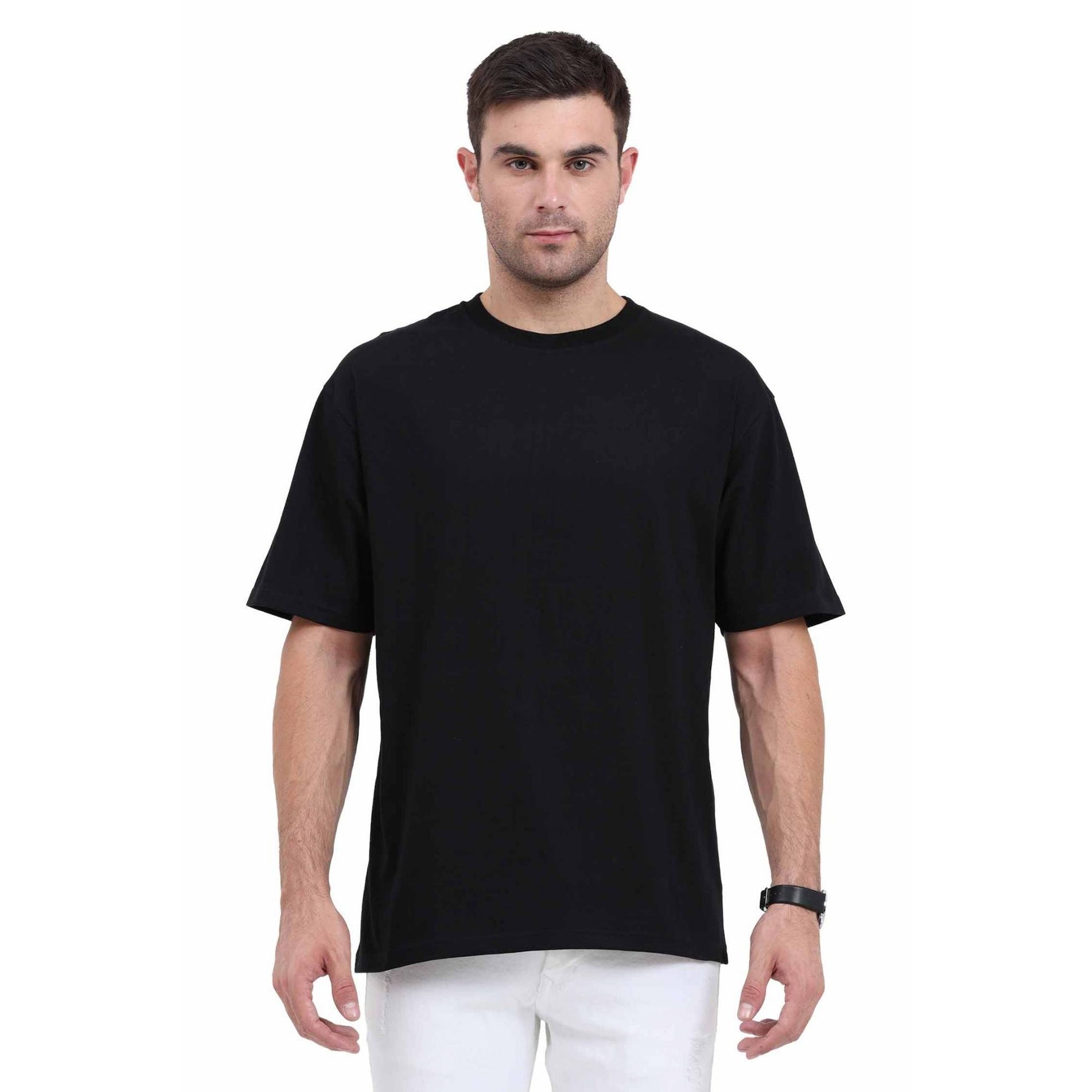 Plain Cotton Round Neck Oversized T-shirt Pack Of 2 Combo