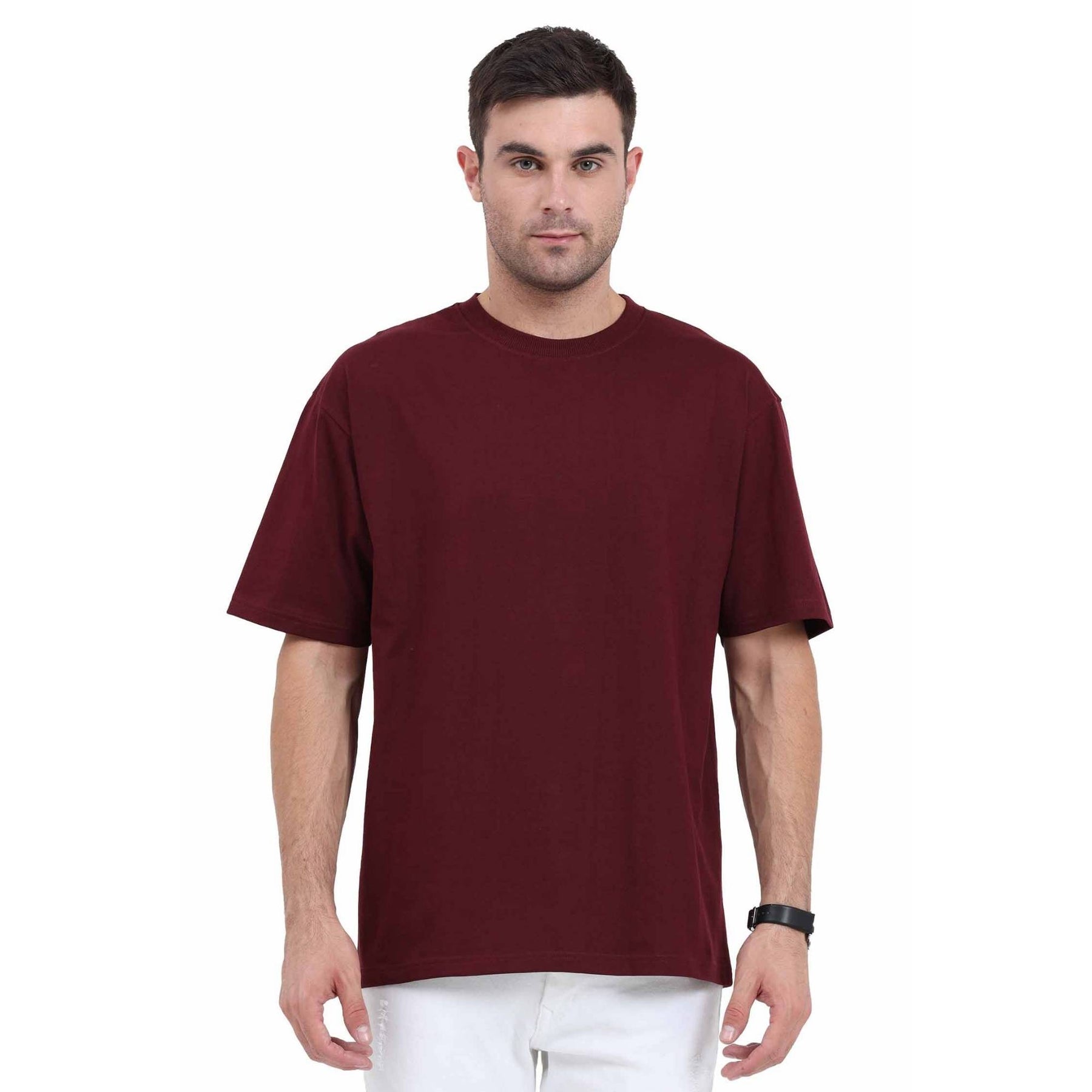 Plain Cotton Round Neck Oversized T-shirt Pack Of 2 Combo