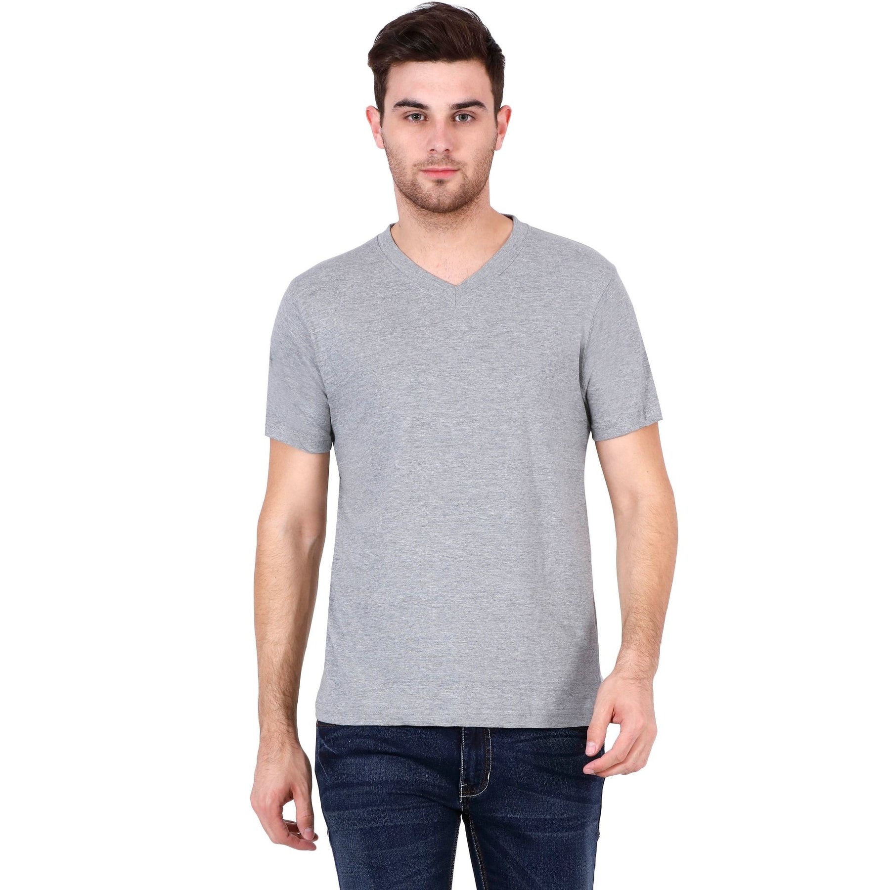 Plain Cotton Men's V Neck T-shirt Pack Of 2 Combo