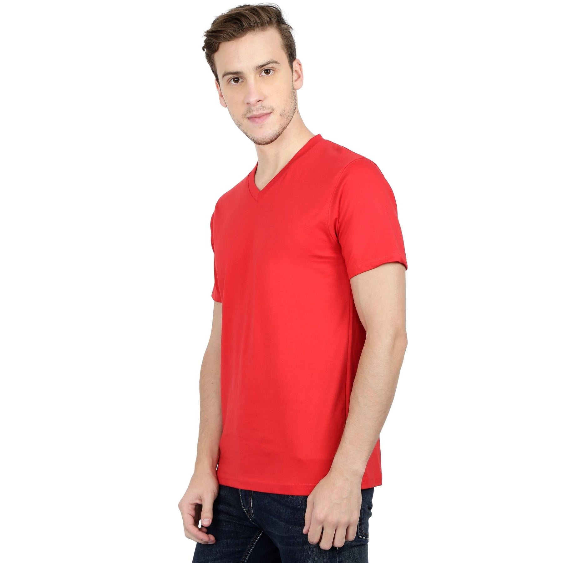 Plain Cotton Men's V Neck T-shirt Pack Of 2 Combo