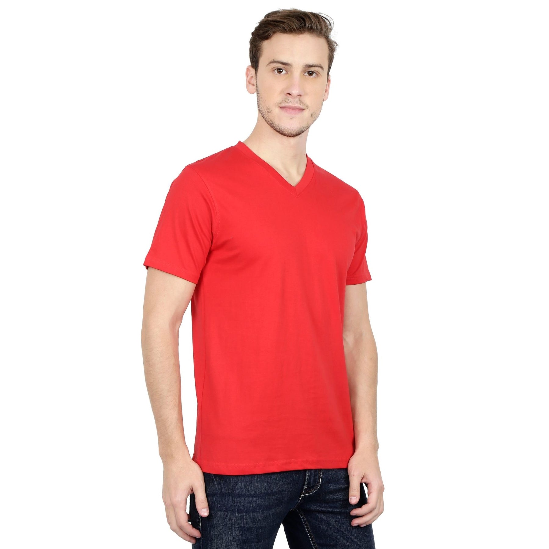 Plain Cotton Men's V Neck T-shirt Pack Of 2 Combo