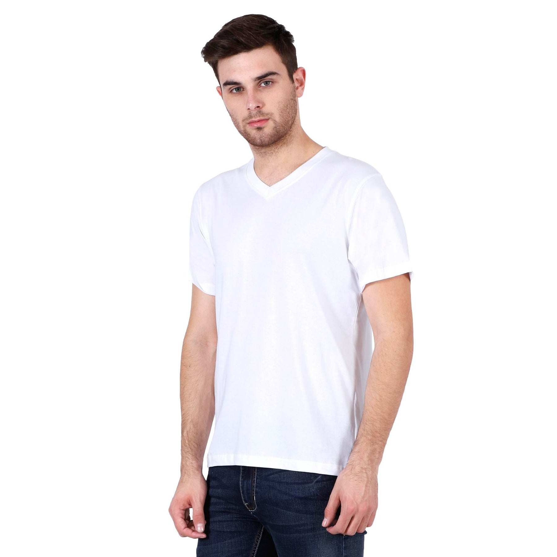 Plain Cotton Men's V Neck T-shirt Pack Of 2 Combo