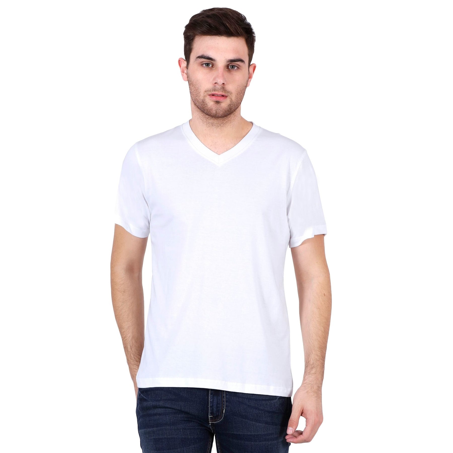 Plain Cotton Men's V Neck T-shirt Pack Of 2 Combo