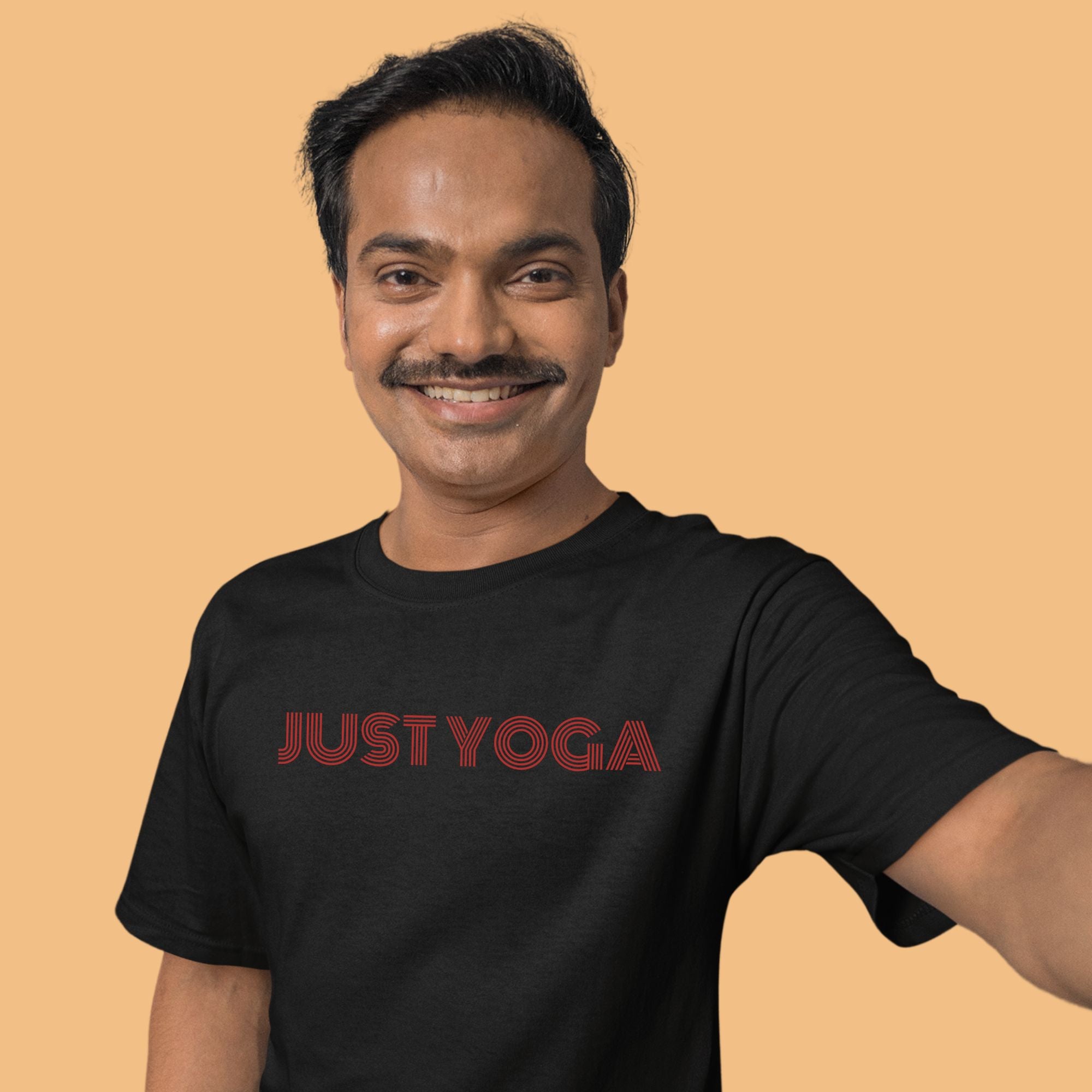 Just Yoga cotton printed black men's tshirt