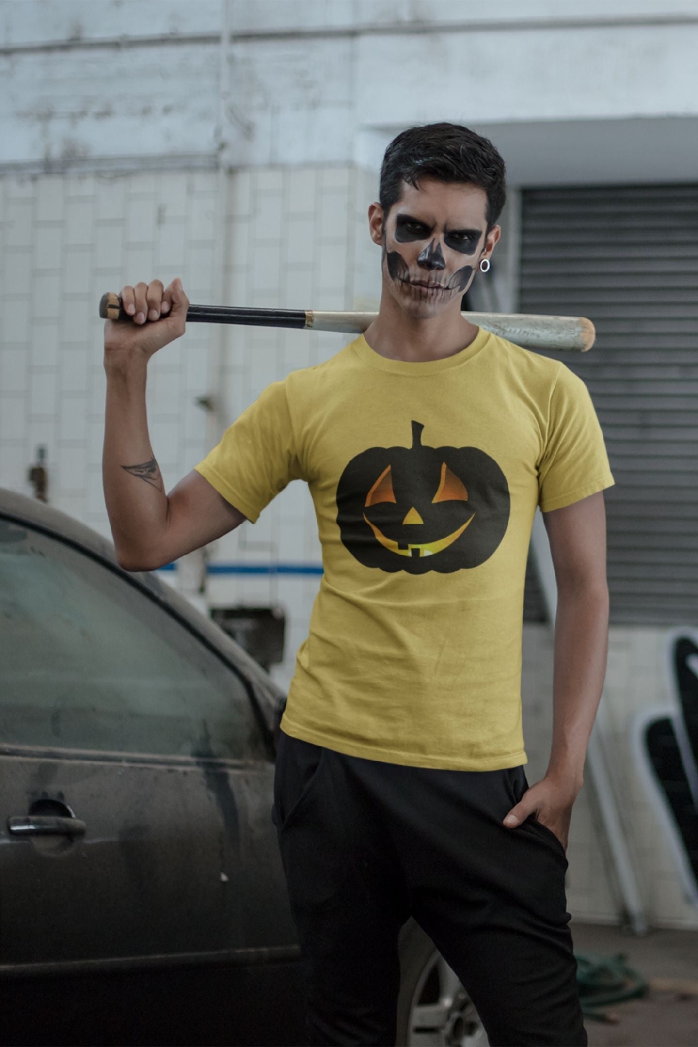 Pumpkin Head Halloween yellow T-shirt