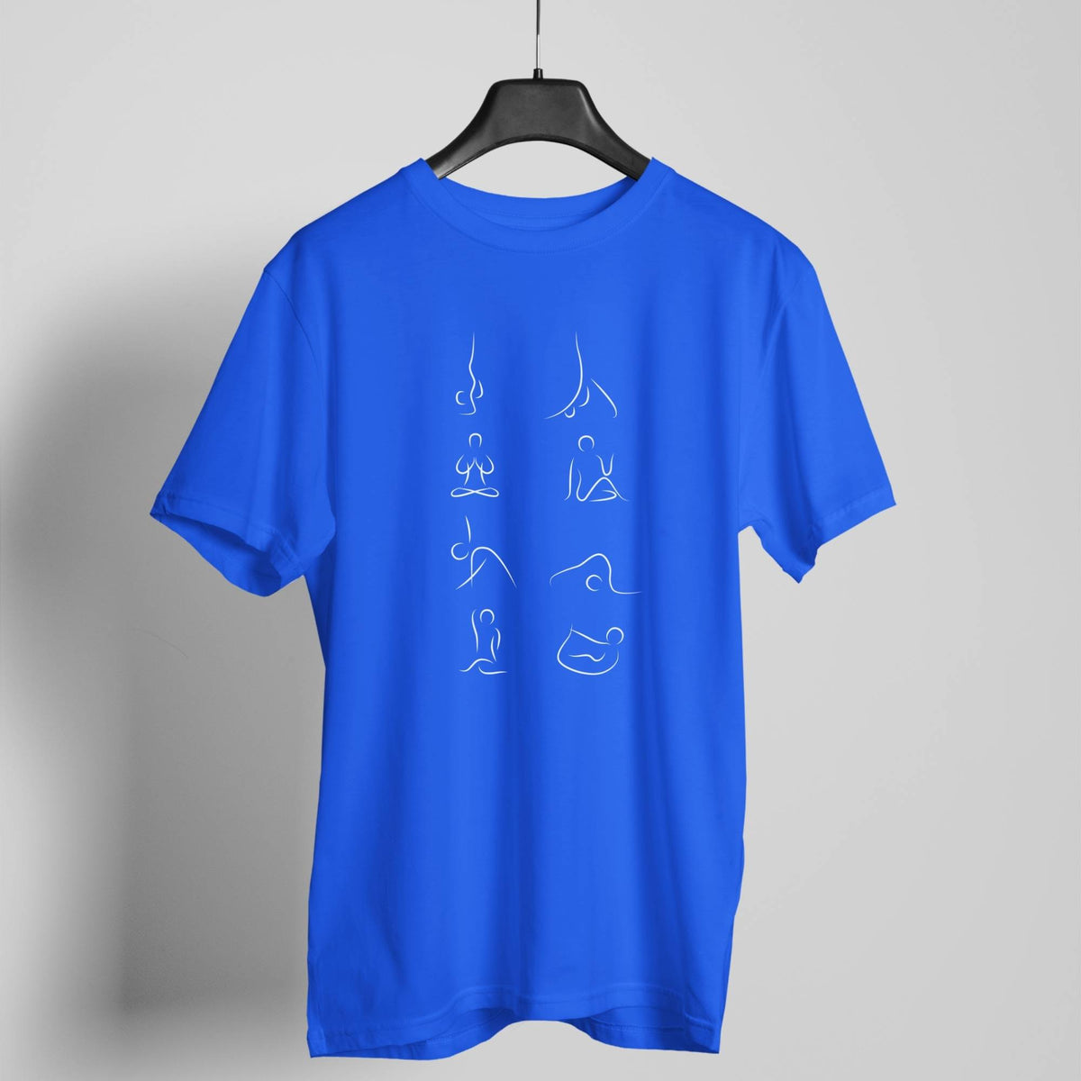 Yoga Poses royal blue t-shirt