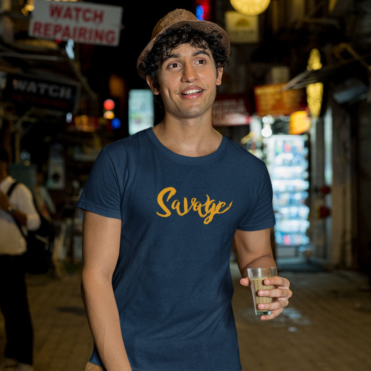 savage-cotton-printed-navy-blue-men-t-shirts-gogirgit-com #color_navy blue