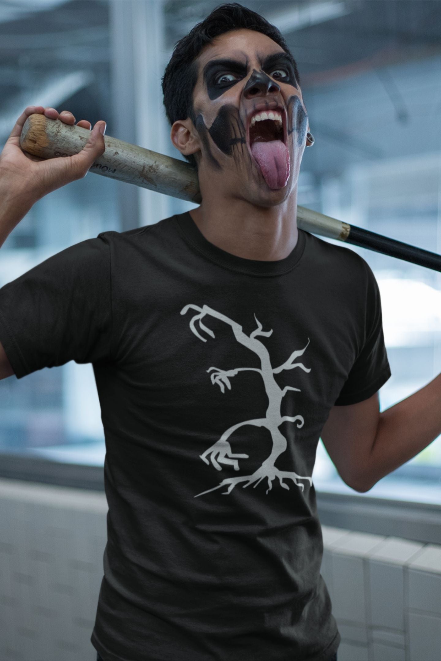 Scary Tree Halloween Black T-shirt