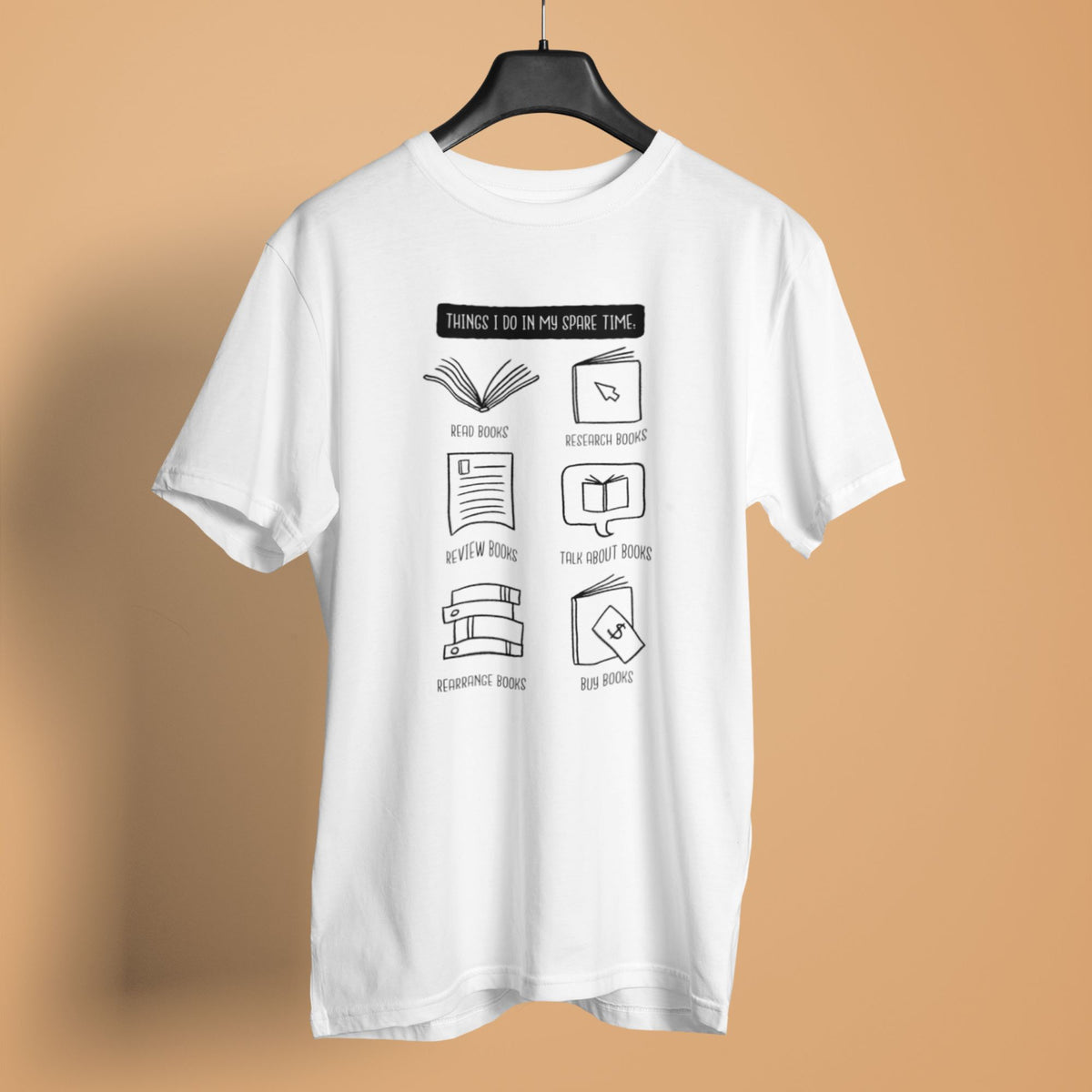 things-i-do-in-my-spare-time-reader-book-warm-white-half-sleeve-printed-t-shirts #color_white
