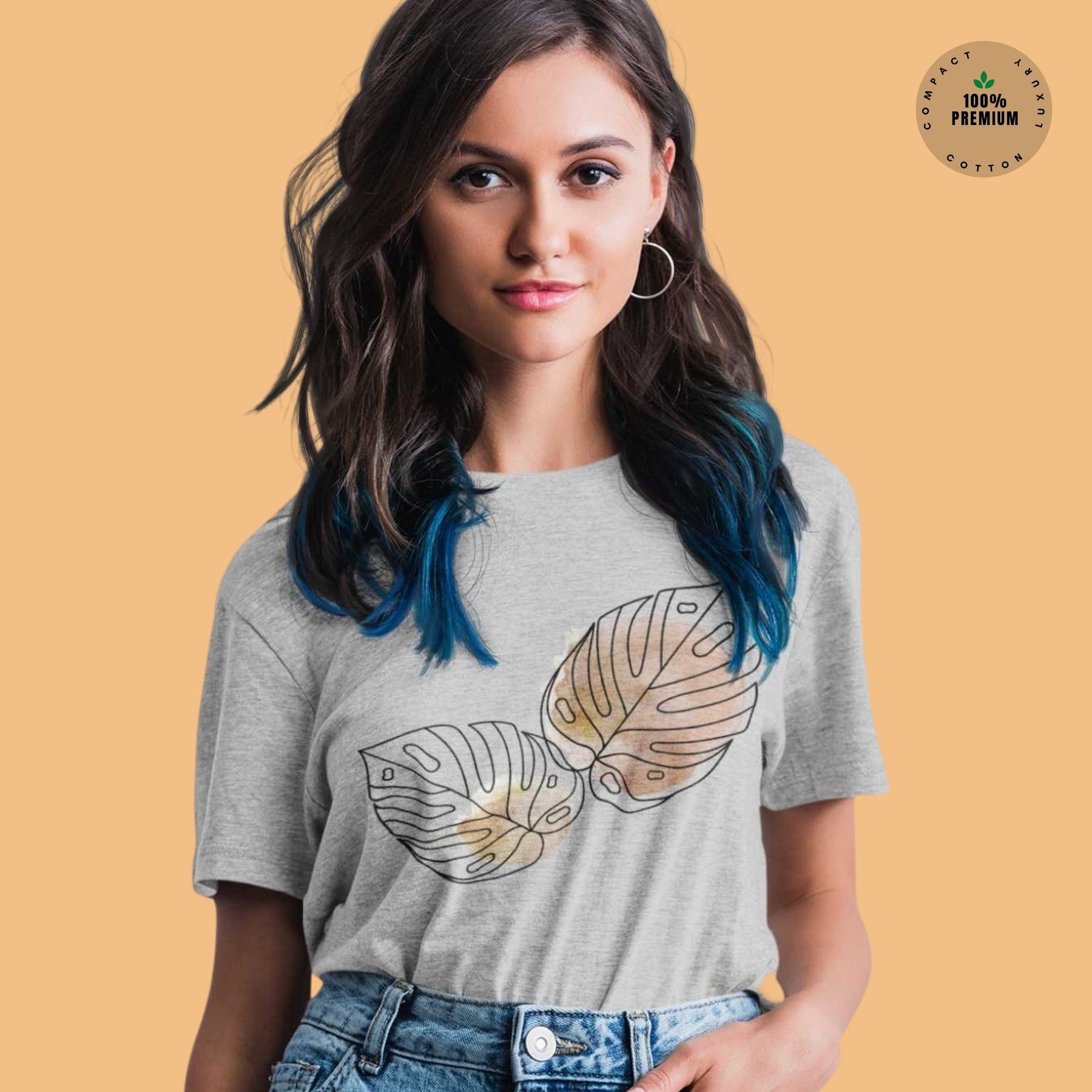 women-s-premiume-cotton-round-neck-half-sleeves-grey-melange-boho-leves-tshirt-gogirgit-com