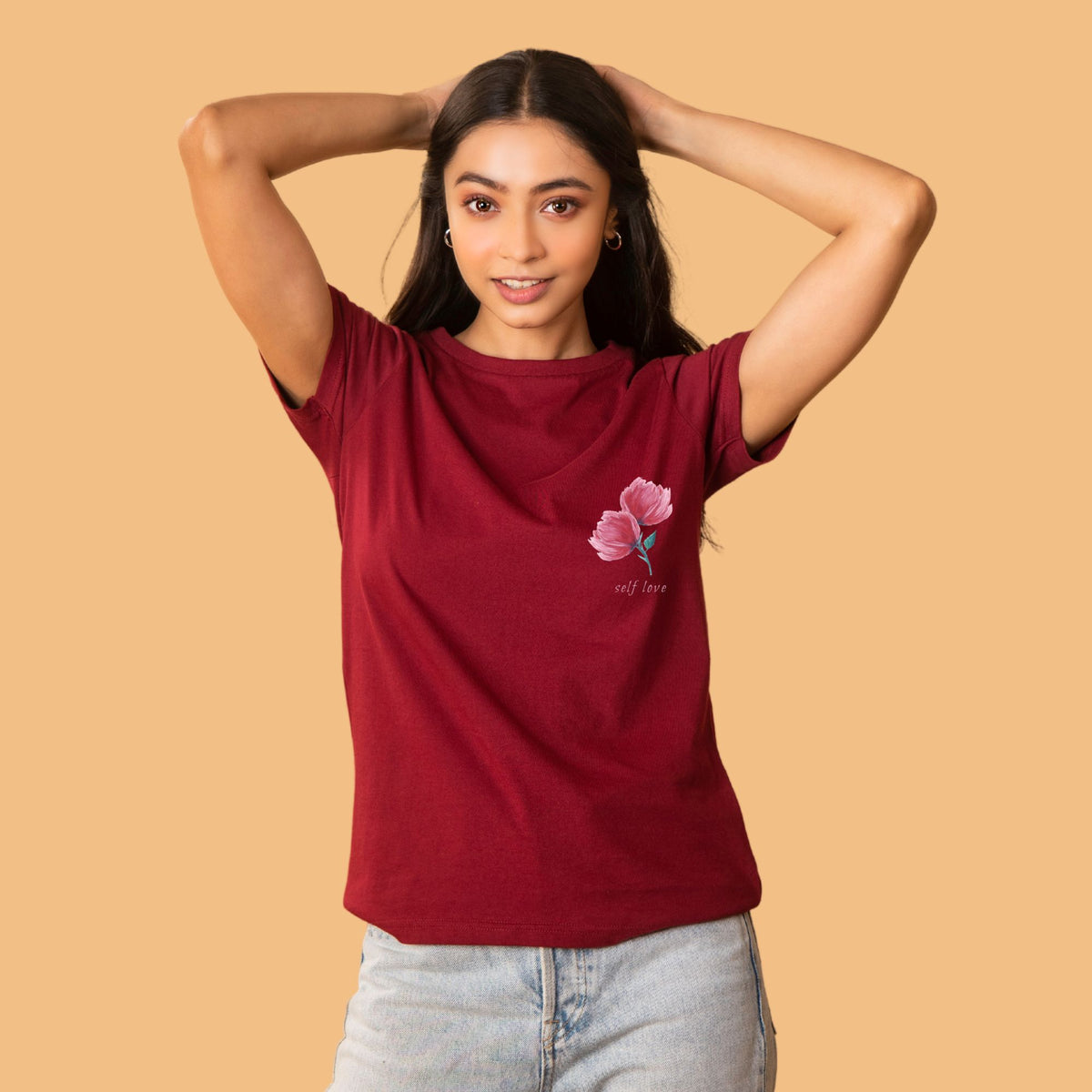 women-s-premiume-cotton-round-neck-half-sleeves-maroon-self-love-pocket-design-tshirt-gogirgit-com