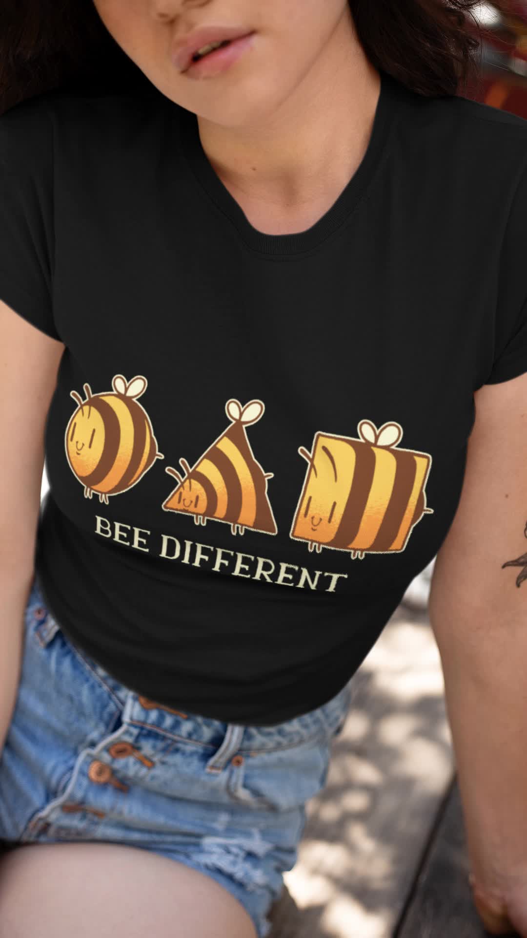 Bee Different Women's Black T-shirt