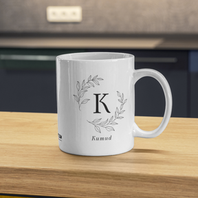 Wreath & Initial Personalized Coffee Mug