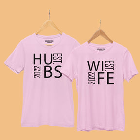 Husband-Wife-Established-Personalised-Couple-T-shirts-Gogirgit-Hanging