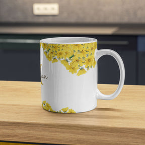 Personalized Floral Design Mug with Custom Name and Initials