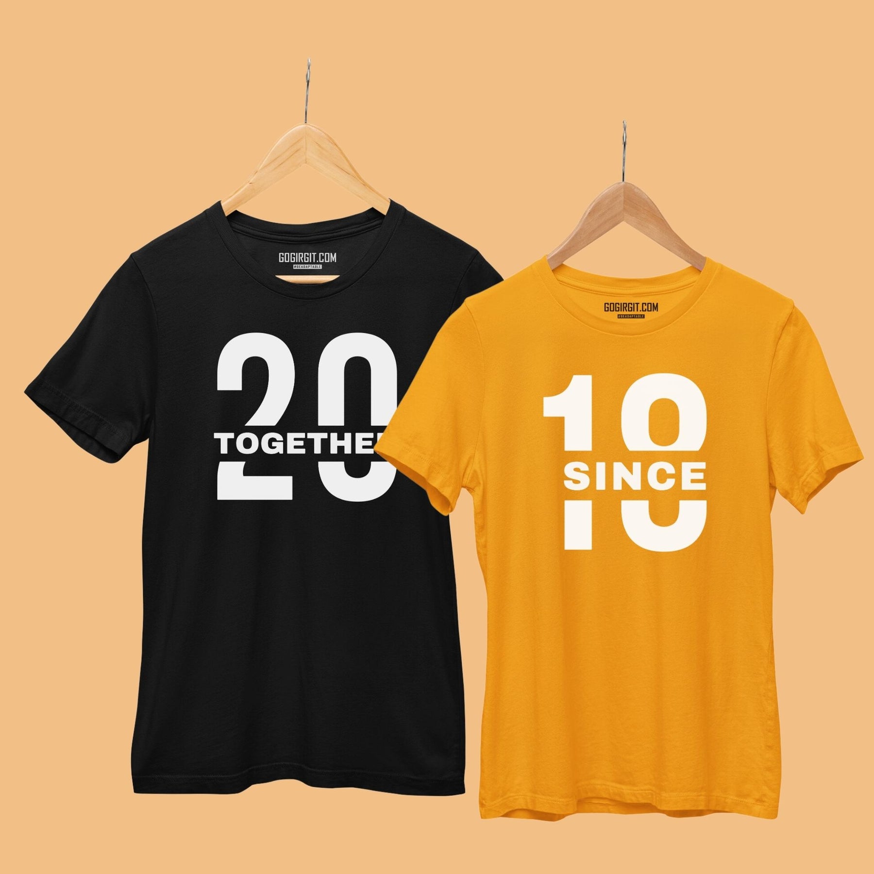Together-Since-Year-Personalized-Couple-T-shirts-Gogirgit-Hanging