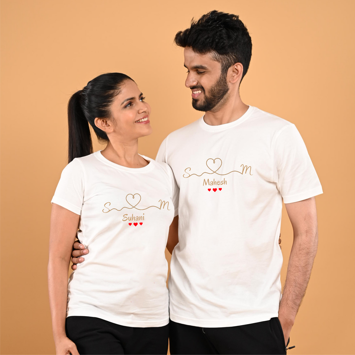 Heartbeat Connected Personalized Couple T shirts From Gogirgit