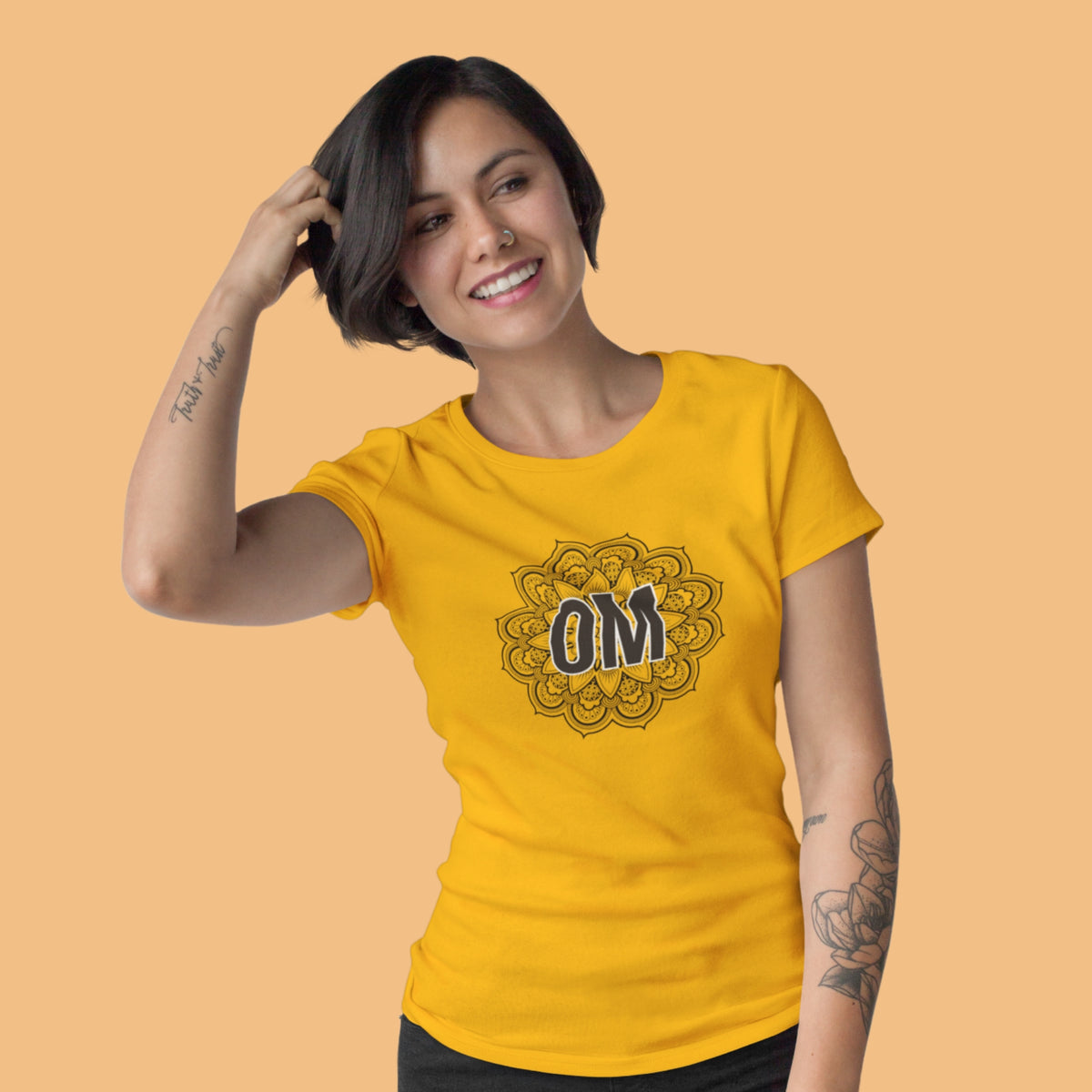 Om-mandala-women-golden-yellow-printed-yoga-tshirt-new-gogirgit-com