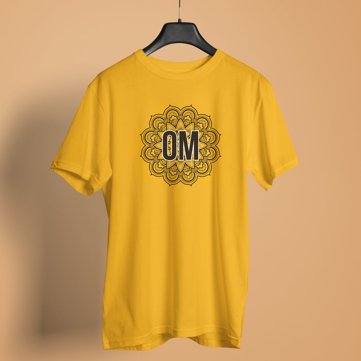 Om-mandala-women-golden-yellow-printed-yoga-tshirt-gogirgit-com-hanger