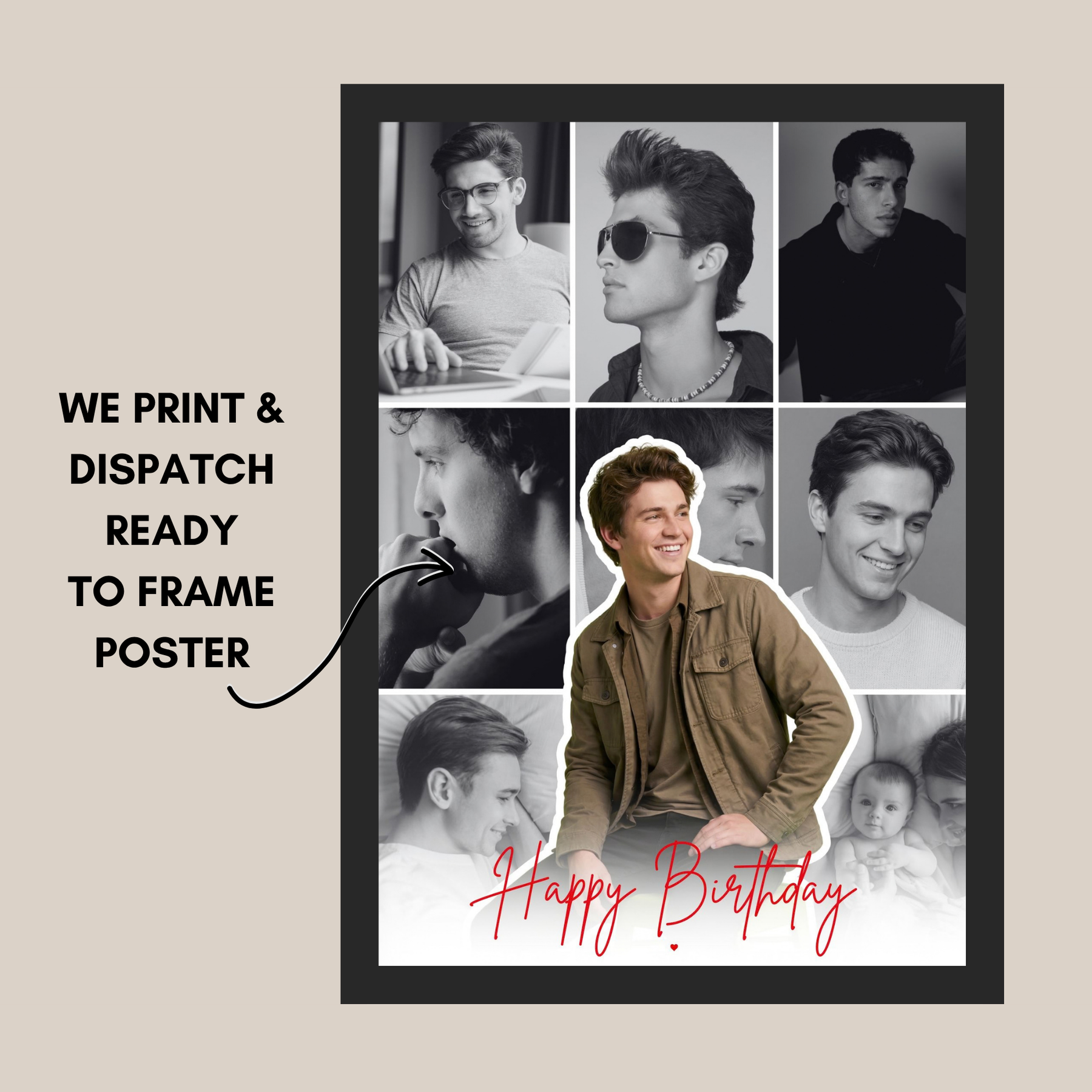 Ready to frame photo collage poster printed and dispatched by Gogirgit