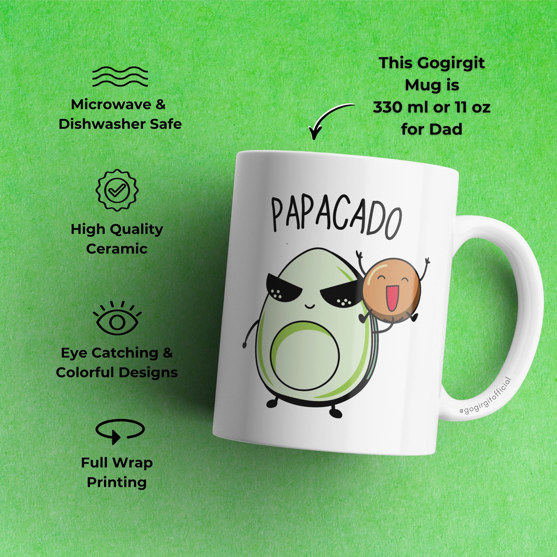 Papacado dad mug with cute avocado design for expecting father gift