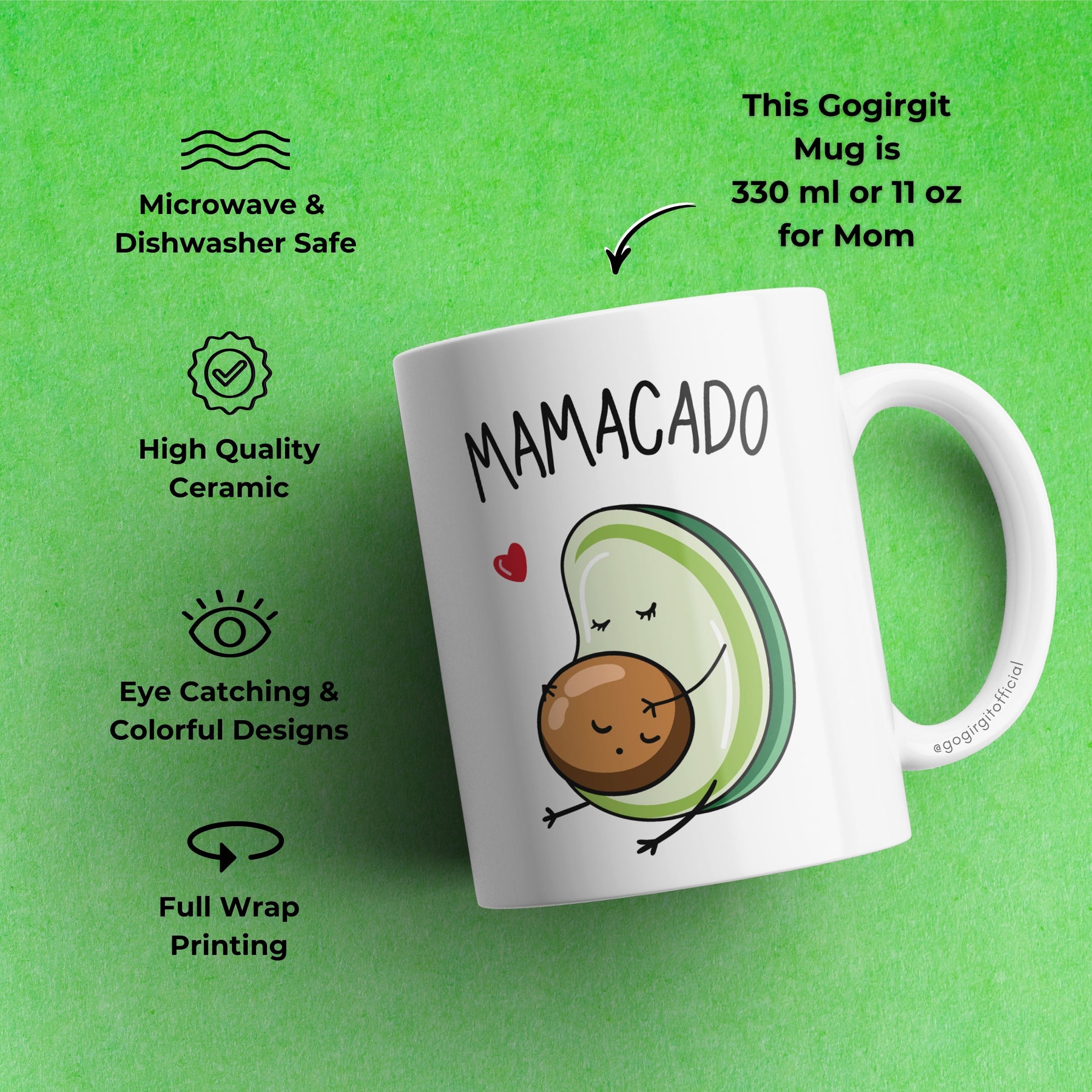 Mamacado mom mug with adorable avocado design for mom to be gift