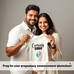 Baby Coming Soon Romper Bodysuit — Pregnancy Announcement & Baby Shower Photoshoot Prop