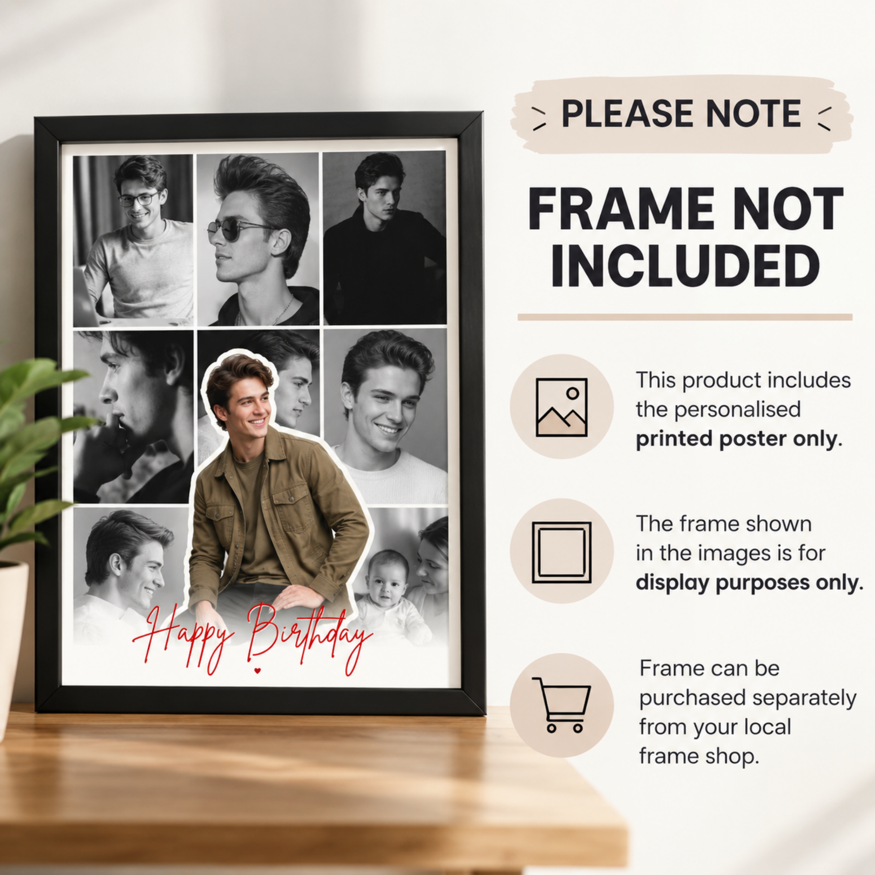 Photo collage poster please note frame not included for display only