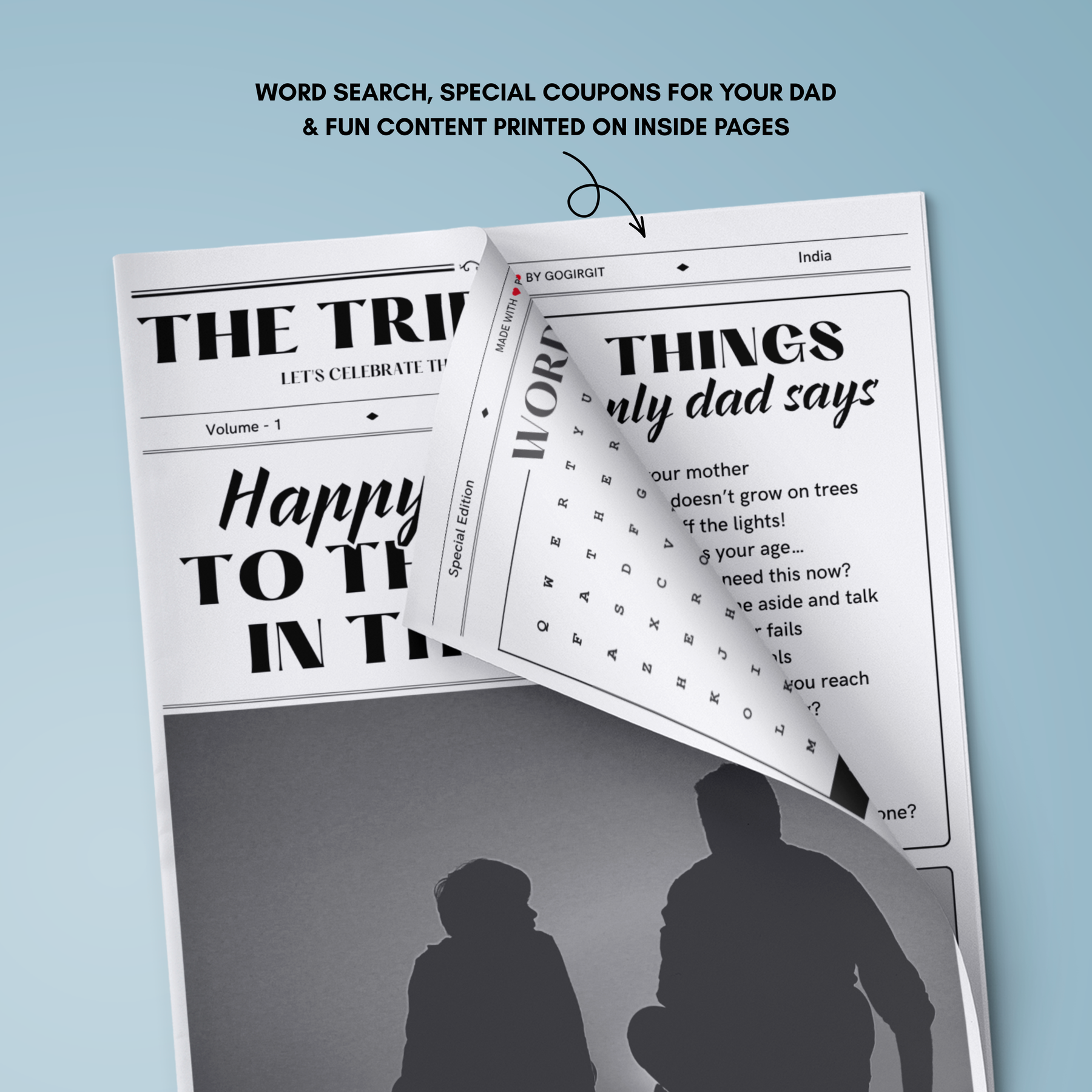 The Tribute Times Father's Day newspaper 4 pages flat lay 3 — Gogirgit