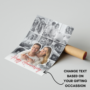 Personalized anniversary photo collage poster rolled in protective shipping tube