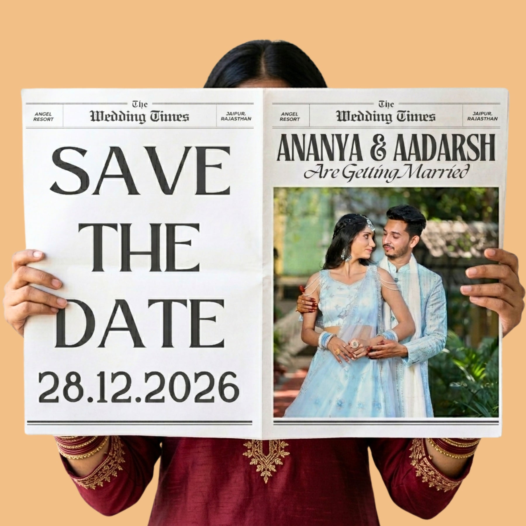save-the-date-personalised- wedding-newspaper-custom-wedding-date-announcement