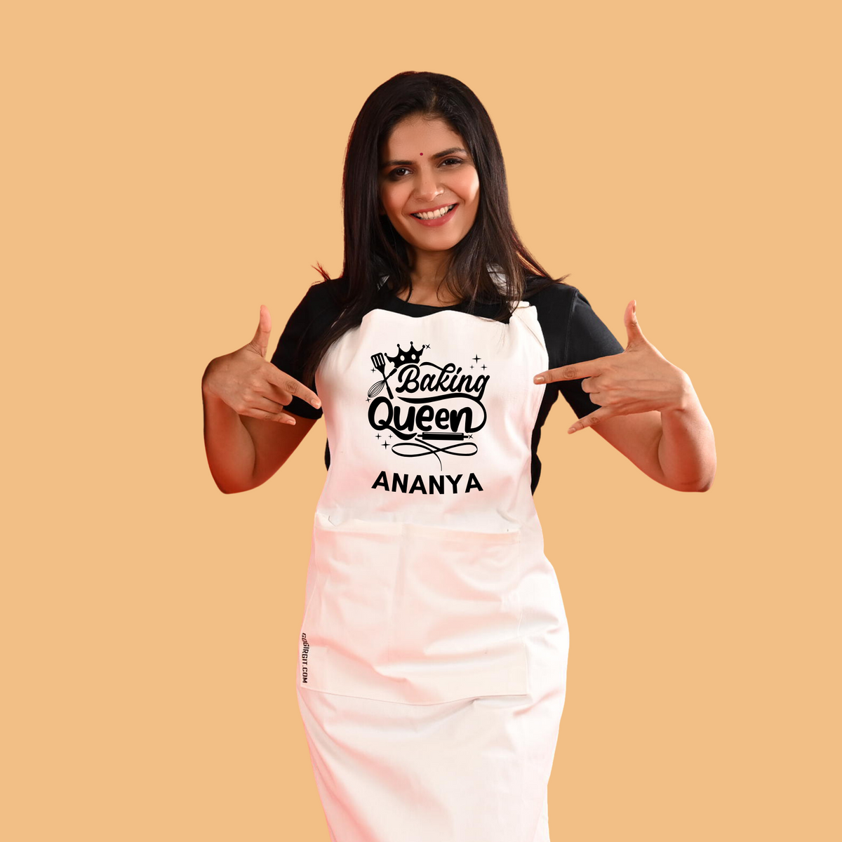 Baking-Queen-Personalised-Cotton-Apron- Front-Main-Gogirgit