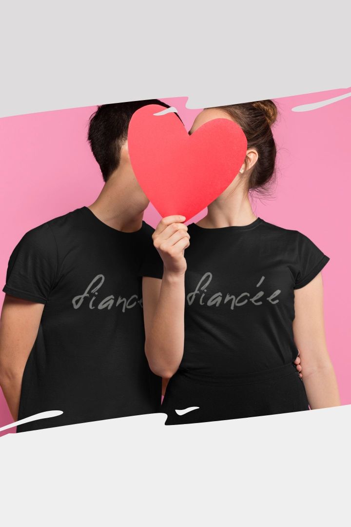 Fiancé And Fiancée Black Couple T shirt