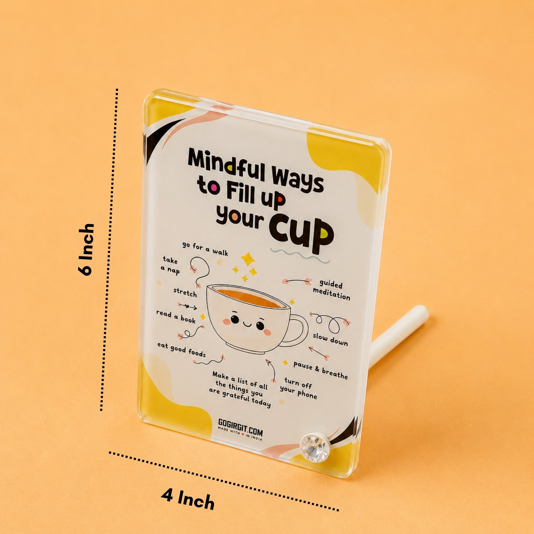 Fill Your Cup Acrylic Motivational Frame – Self Care Desk Decor & Gift for Her