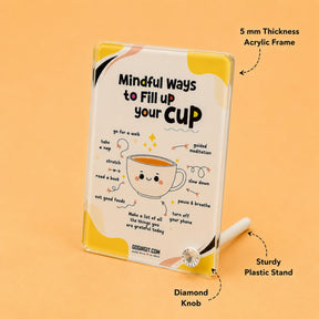 Fill Your Cup Acrylic Motivational Frame – Self Care Desk Decor & Gift for Her