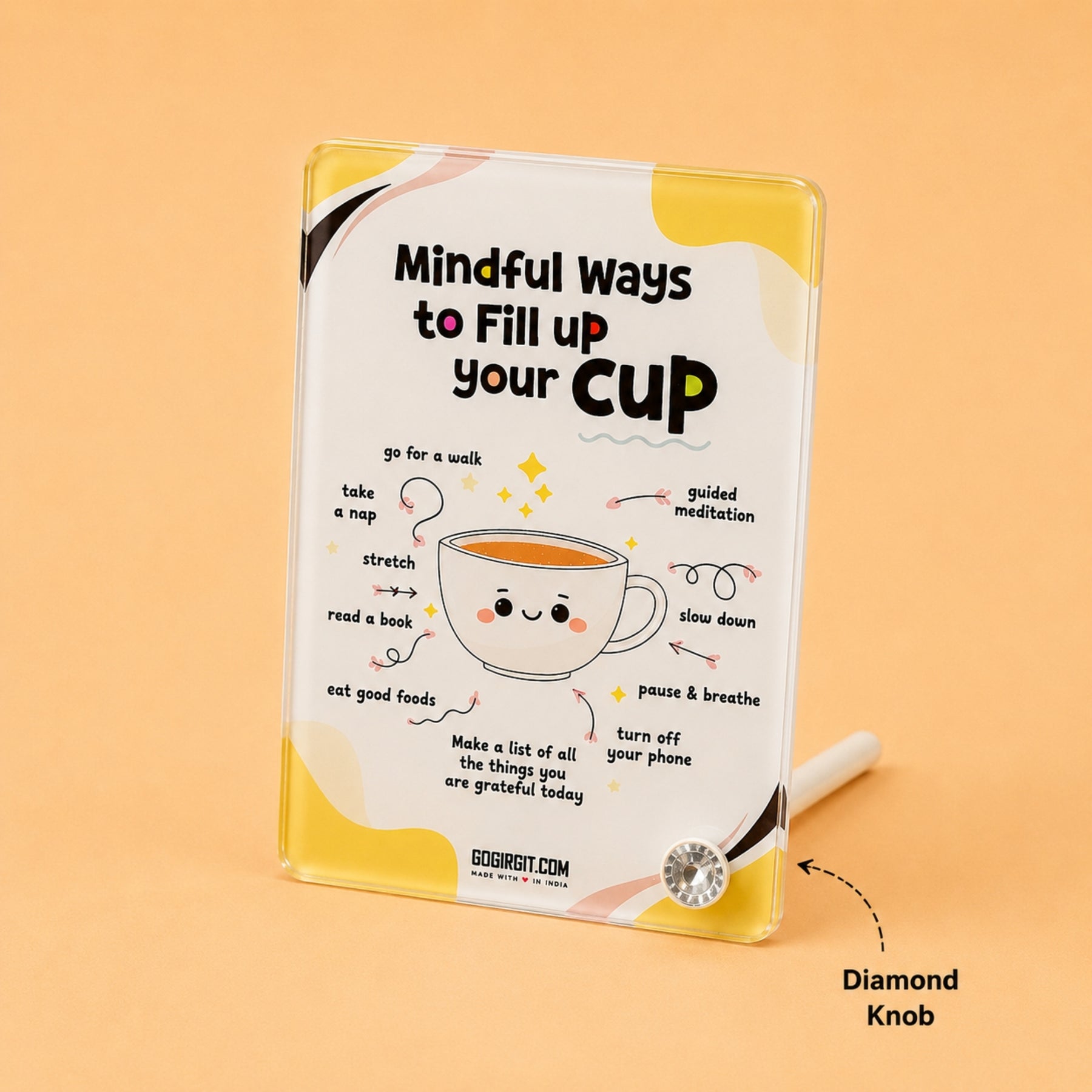 Fill Your Cup Acrylic Motivational Frame – Self Care Desk Decor & Gift for Her